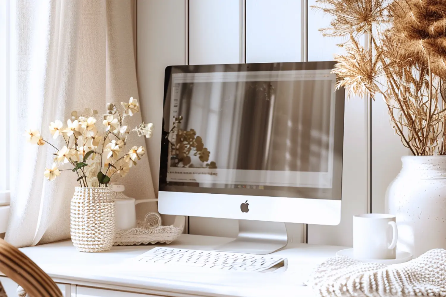 apple monitor on a white table