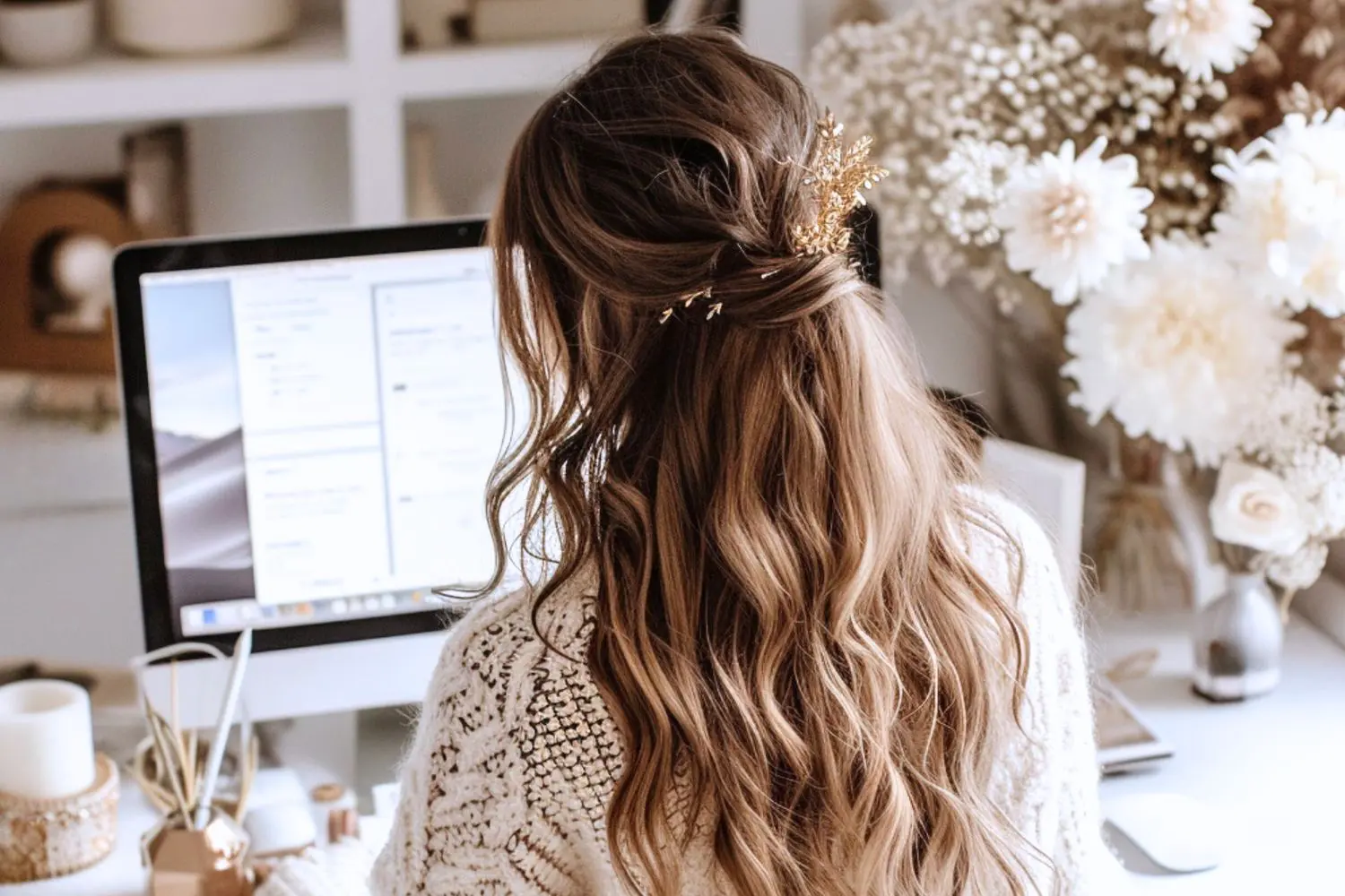 woman sitting behind a computer